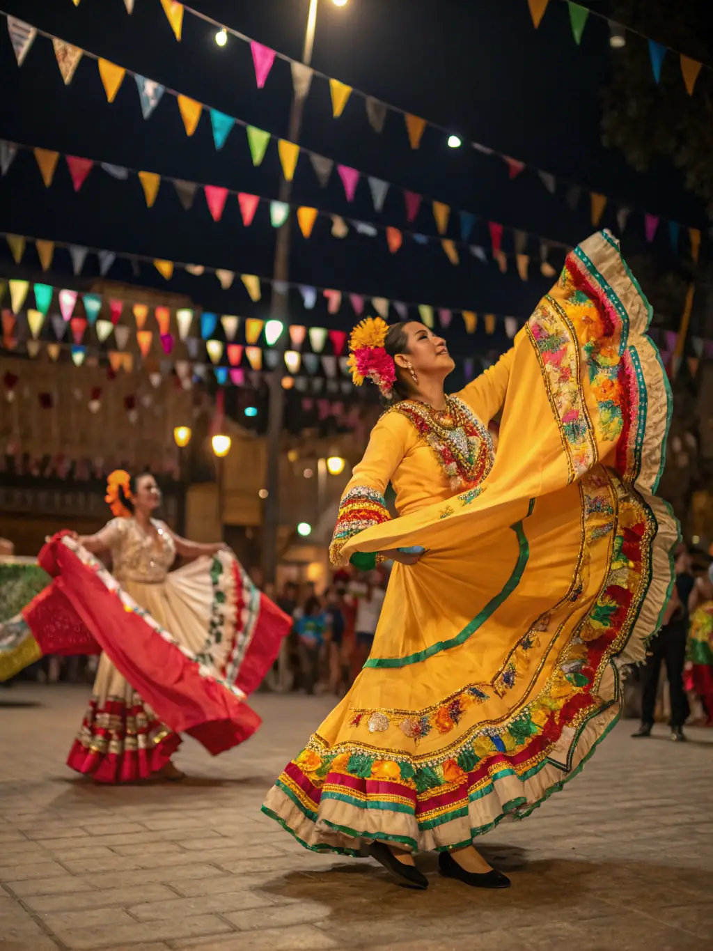 A vibrant scene from a TERRAILLES ET FAIENCES MIDI cultural event, showcasing traditional music, dance, and ceramic art, with attendees of all ages enjoying the festivities.